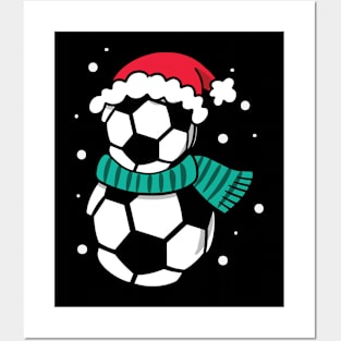 Christmas Soccer Ball Santa Hat Posters and Art